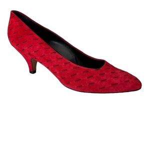 Diego Della Valle Italian Suede Pumps size 9.5 Red with Stitch Details